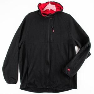 Russell Men's Zip Hoodie XL 46-48 Black Red Zip Pocket Inner Pocket Polyester
